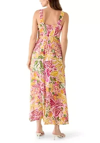 Women's Sleeveless Square Neck Floral Dress
