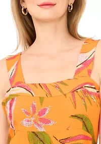 Women's Sleeveless Square Neck Tropic Dress