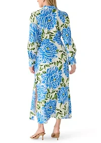 Women's Roll-Tab Sleeve Tie Waist Shirtdress