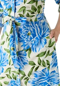 Women's Roll-Tab Sleeve Tie Waist Shirtdress