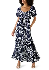Women's Puff Sleeve Sweetheart Neck Dress