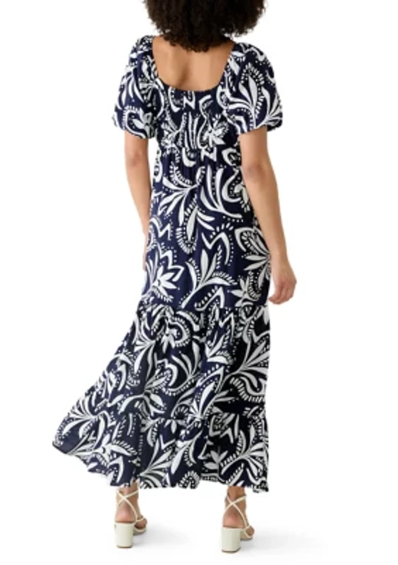 Women's Puff Sleeve Sweetheart Neck Dress