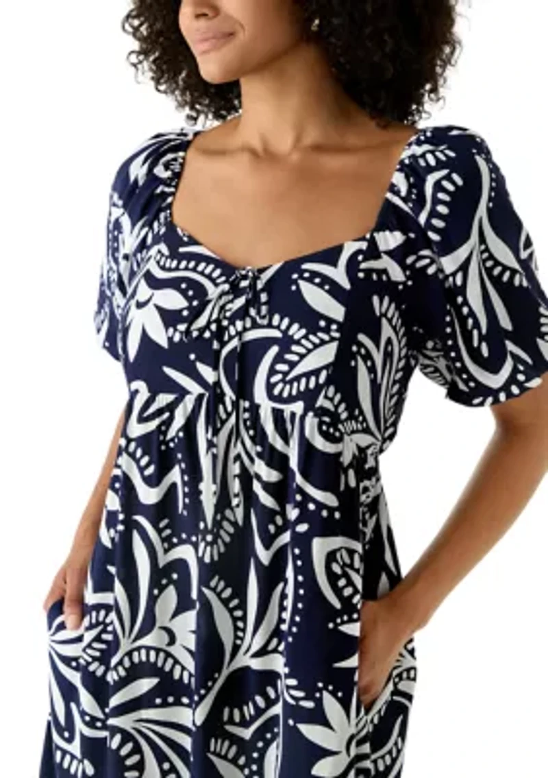 Women's Puff Sleeve Sweetheart Neck Dress