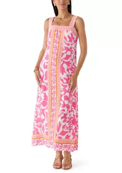 Women's Sleeveless Square Neck Print Dress