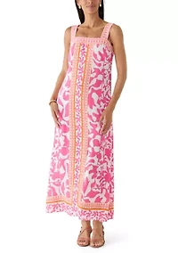 Women's Sleeveless Square Neck Print Dress