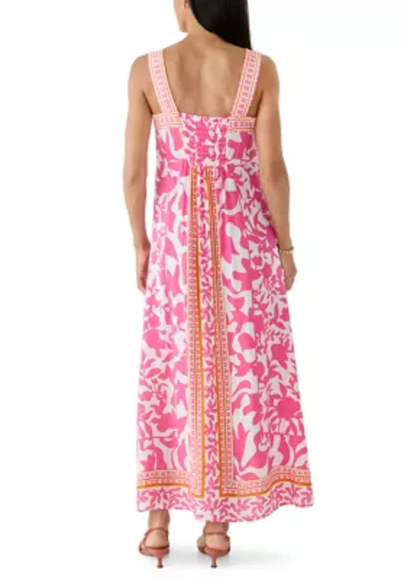 Women's Sleeveless Square Neck Print Dress