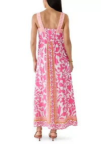 Women's Sleeveless Square Neck Print Dress