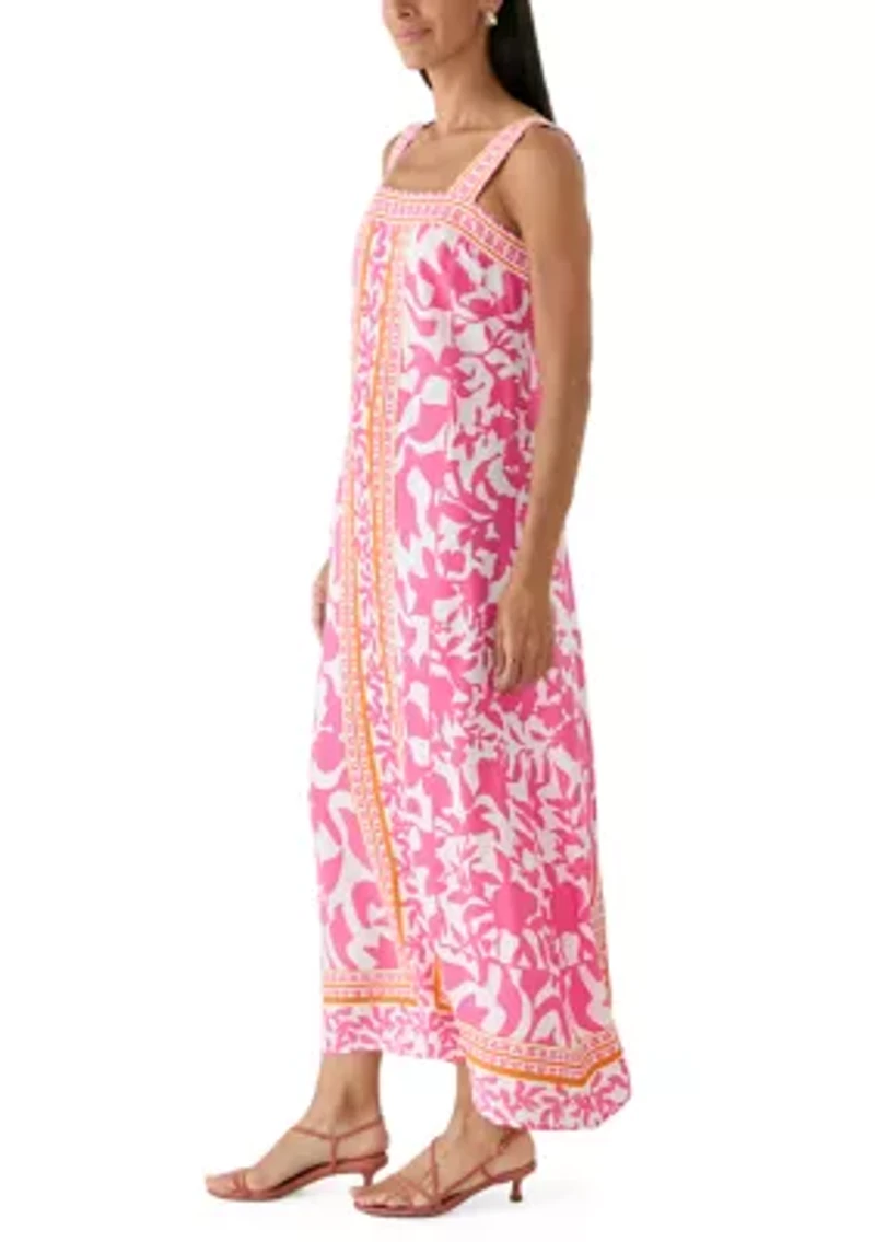 Women's Sleeveless Square Neck Print Dress