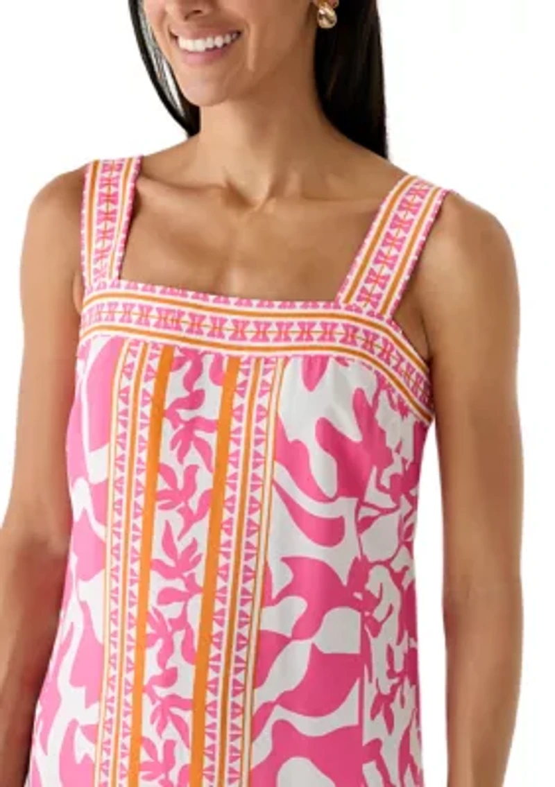 Women's Sleeveless Square Neck Print Dress
