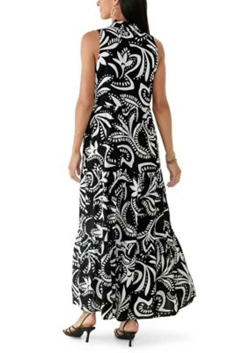 Women's Sleeveless Tiered Paisley Dress
