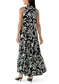 Women's Sleeveless Tiered Paisley Dress