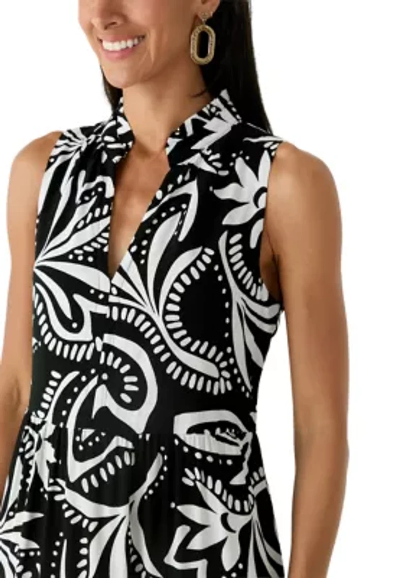 Women's Sleeveless Tiered Paisley Dress
