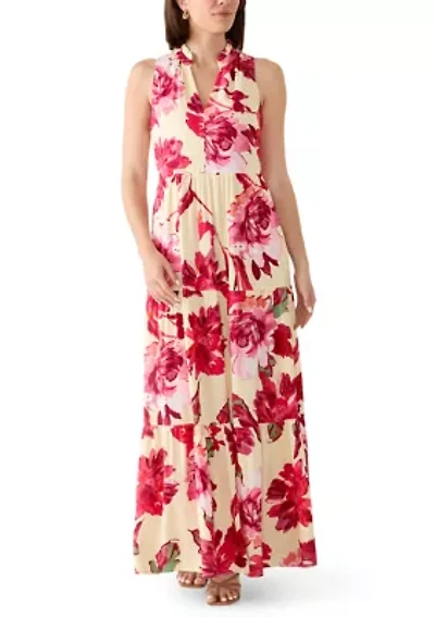 Women's Sleeveless Tiered Floral Dress