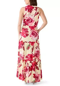Women's Sleeveless Tiered Floral Dress