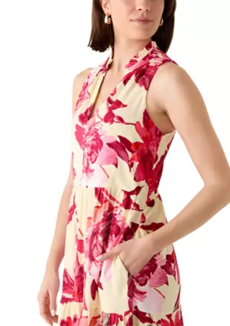 Women's Sleeveless Tiered Floral Dress