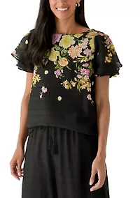 Women's Floral Crew Neck Blouse