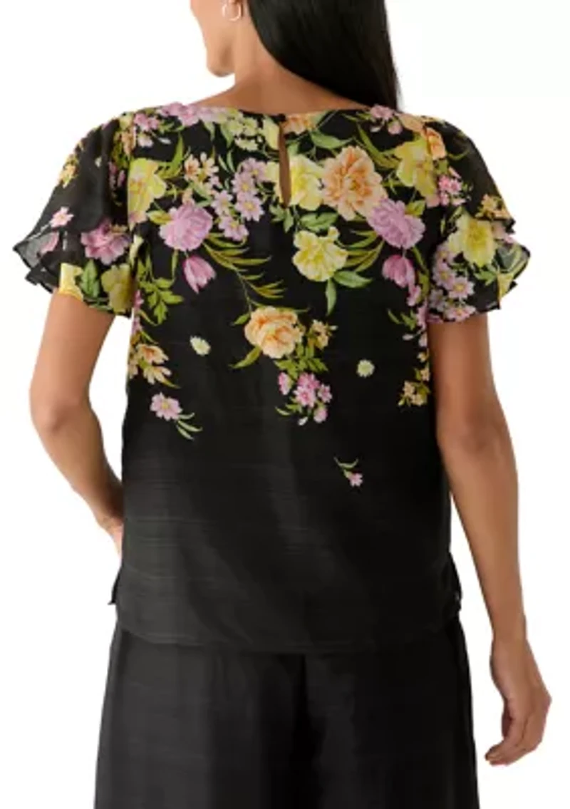 Women's Floral Crew Neck Blouse