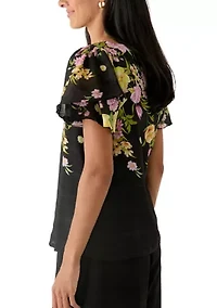 Women's Floral Crew Neck Blouse