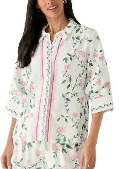 Women's Floral Vine Print Camp Shirt