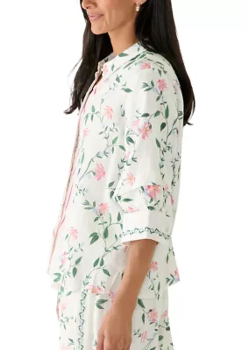 Women's Floral Vine Print Camp Shirt