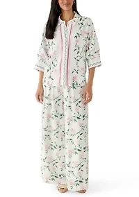 Women's Floral Vine Print Camp Shirt