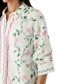 Women's Floral Vine Print Camp Shirt