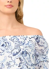 Women's Off The Shoulder Cha Sleeve Paisley Blouse