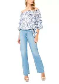 Women's Off The Shoulder Cha Sleeve Paisley Blouse