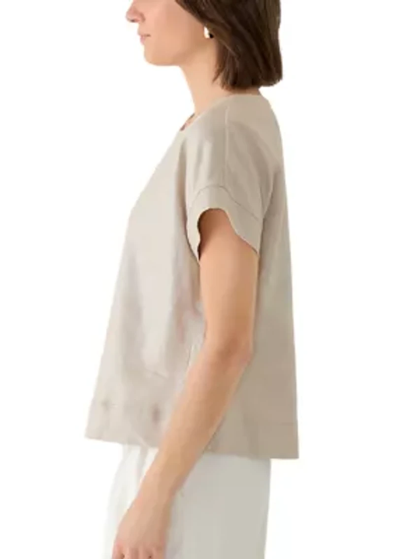 Women's Short Sleeve Crew Neck Linen Top