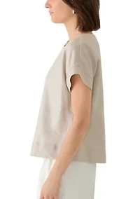 Women's Short Sleeve Crew Neck Linen Top