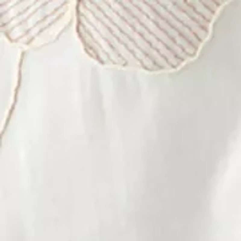 Women's Sleeveless Floral Embroidered Split Neck Blouse