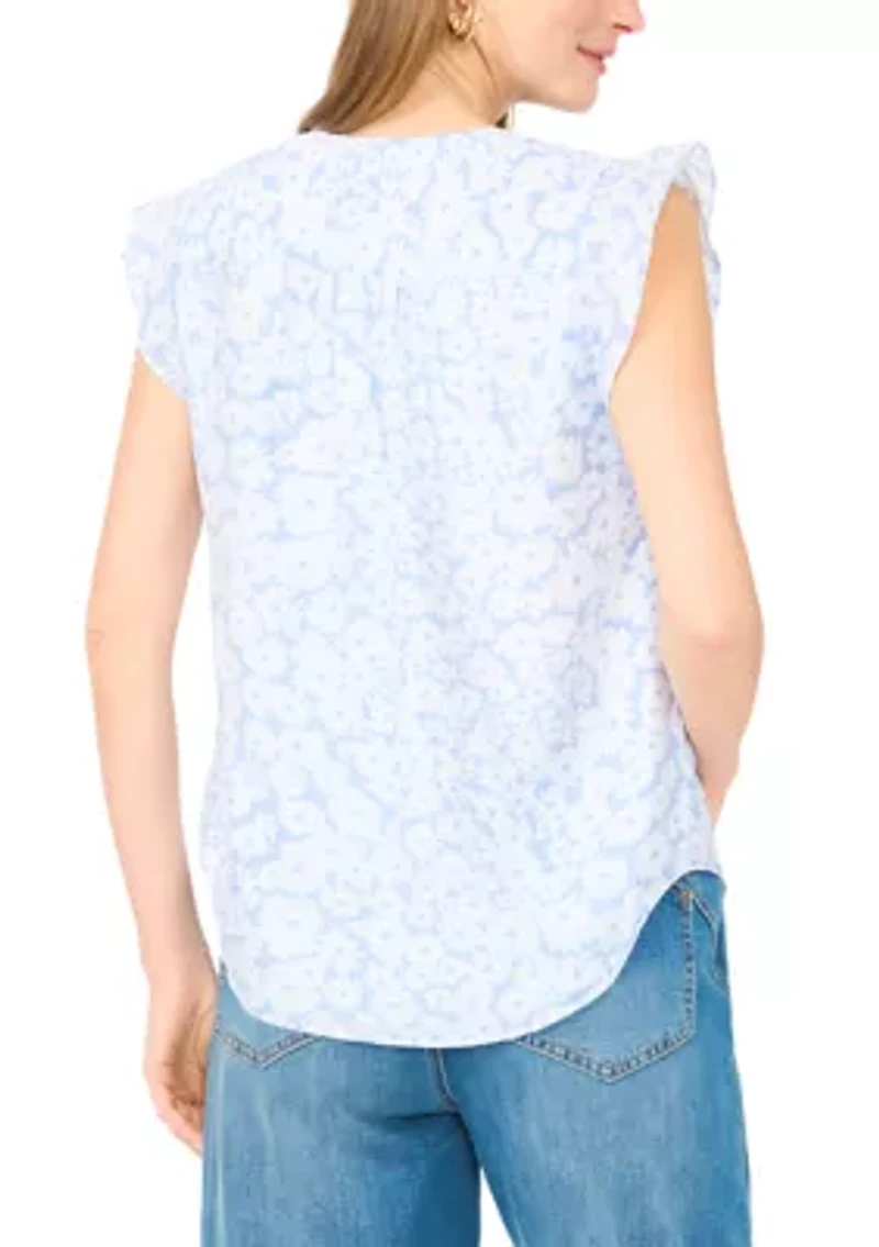 Women's Ruffle Sleeve Print Blouse