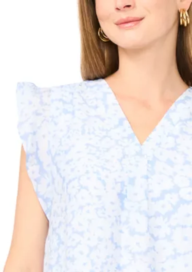 Women's Ruffle Sleeve Print Blouse