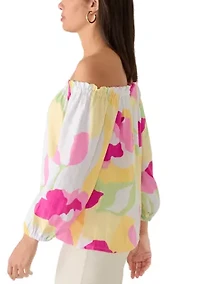 Women's Off Shoulder Tie Waist Floral Blouse