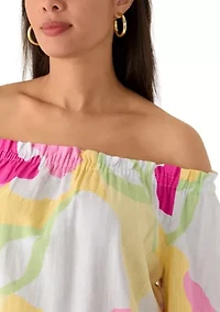 Women's Off Shoulder Tie Waist Floral Blouse
