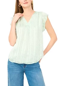 Women's Ruffle Sleeve Print Blouse