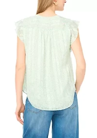 Women's Ruffle Sleeve Print Blouse