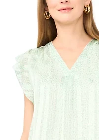 Women's Ruffle Sleeve Print Blouse