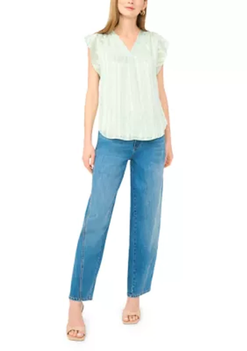 Women's Ruffle Sleeve Print Blouse