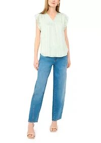 Women's Ruffle Sleeve Print Blouse