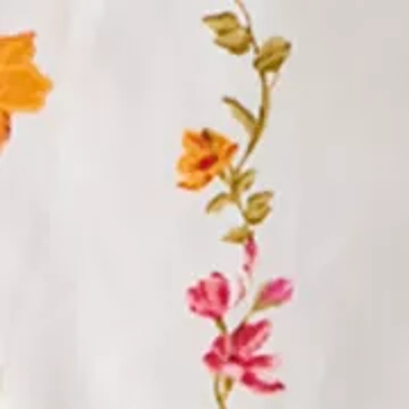 Women's Puff Sleeve Vine Floral Split Neck Blouse