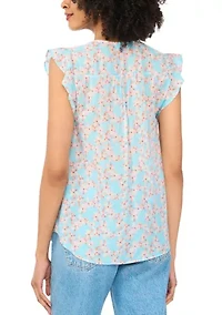 Women's Flutter Sleeve Floral Blouse
