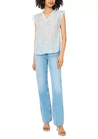 Women's Flutter Sleeve Floral Blouse