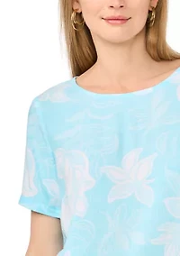 Women's Short Sleeve Crew Neck Floral Blouse