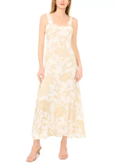 Women's Sleeveless Square Neck Paisley Dress