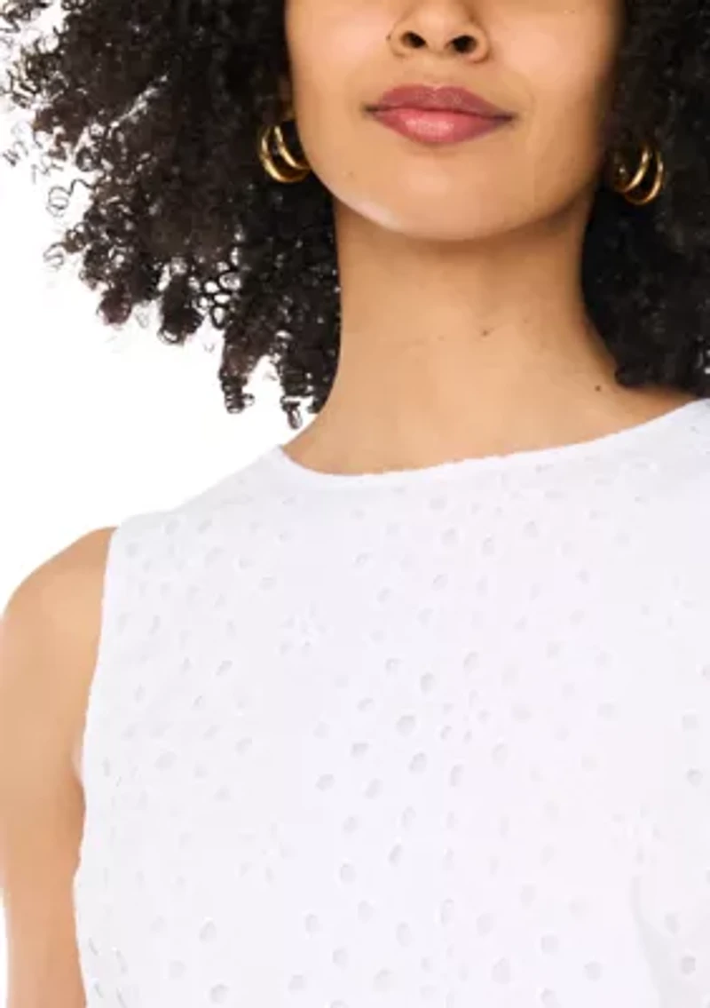 Women's Sleeveless A-Line Eyelet Dress