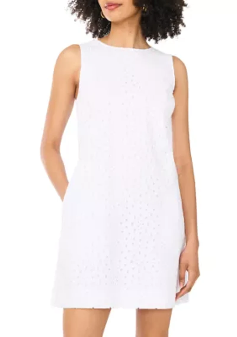 Women's Sleeveless A-Line Eyelet Dress