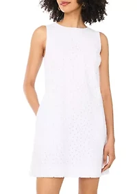 Women's Sleeveless A-Line Eyelet Dress