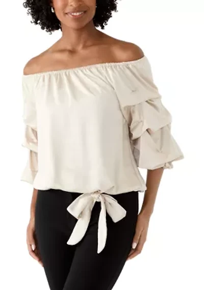 Women's 3/4 Cha Sleeve Off the Shoulder Blouse