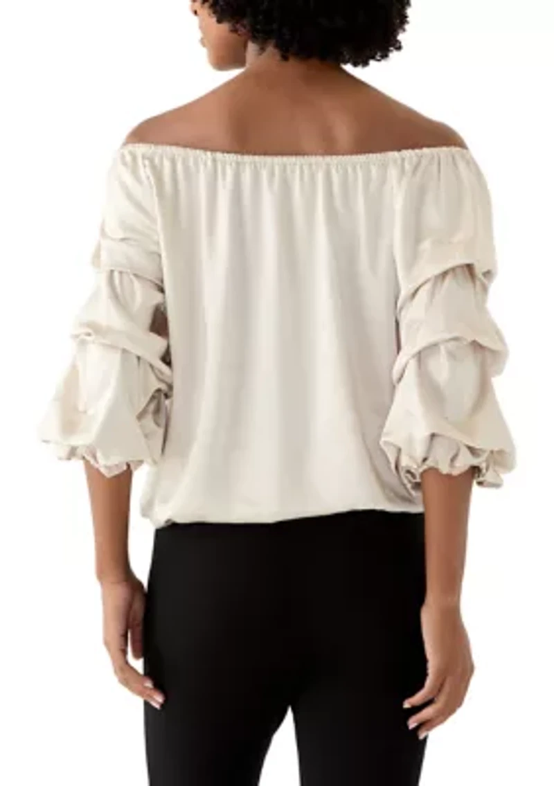 Women's 3/4 Cha Sleeve Off the Shoulder Blouse